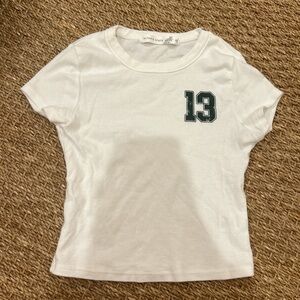 Altar'd State White Tee with Dark Green Number